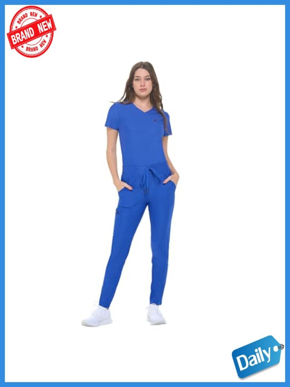 Ultra Stretch Form Fitting Women's Scrub Set V-Neck Short Sleeve with Pockets
